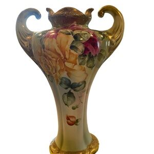 antique Nippon hand-painted vase specifically a Moriage vase w/ a floral design